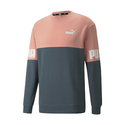 Puma Colorblock Logo Pullover Sweatshirt Grey Blue/Rose Pink - 670935-42