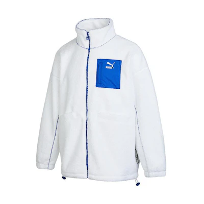 Puma Colorblock Pocket Logo Patch Retro Jacket Unisex White 539750-02