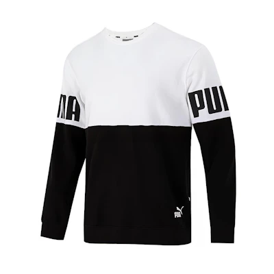 Puma Colorblock Pullover Sweatshirt - Black/White College Style 847722-02