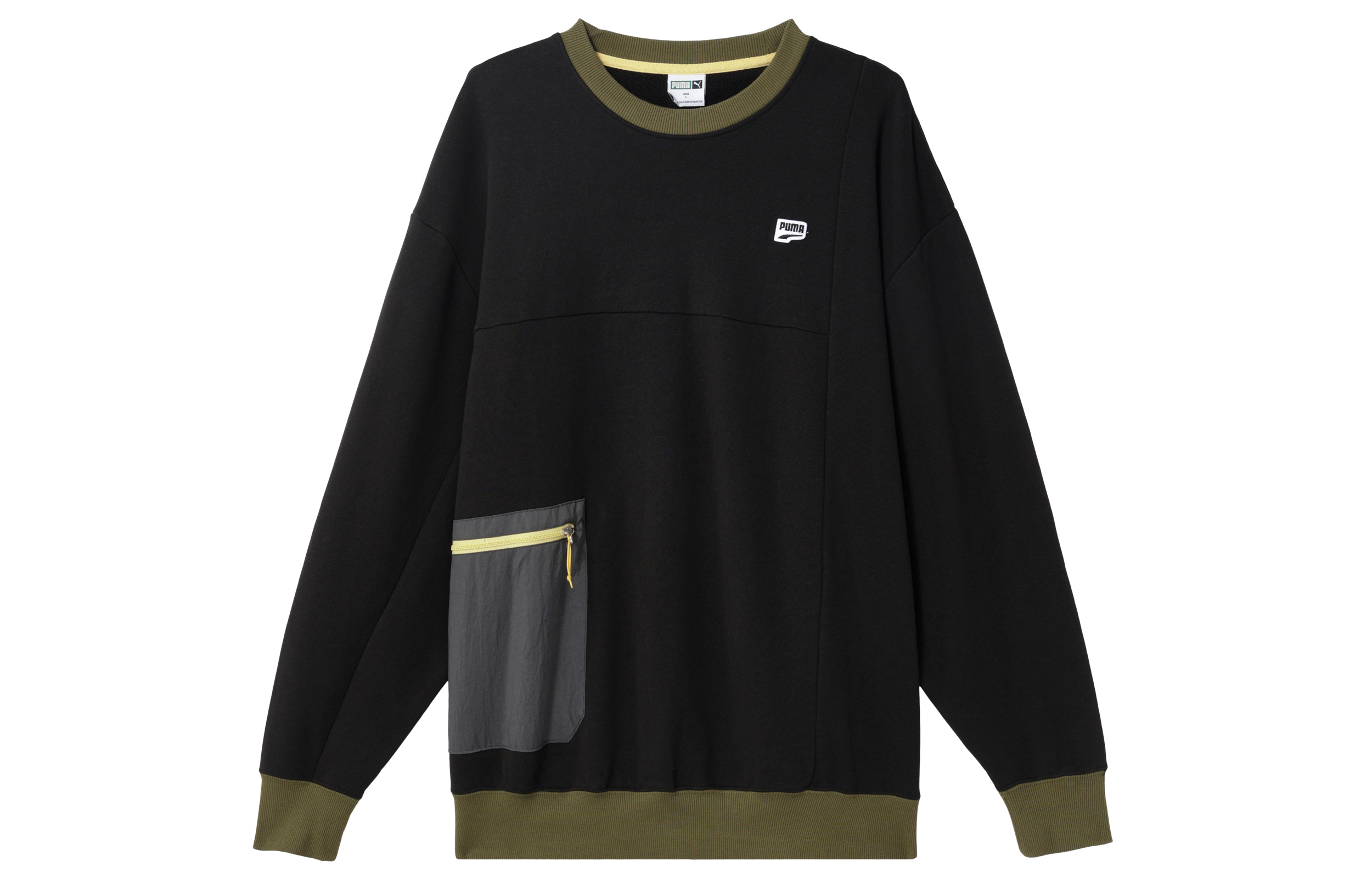 Puma Colorblock Pullover Sweatshirt Black - Casual Sportswear 622923-01
