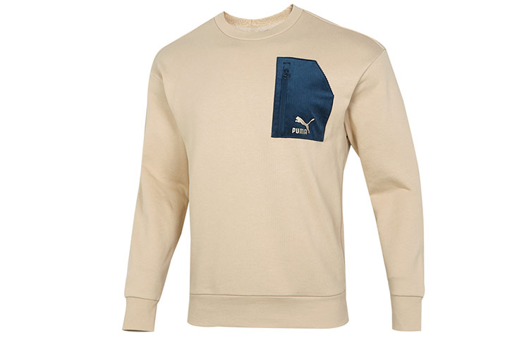Puma Colorblock Pullover Sweatshirt with Zip Pocket Khaki 535130-12