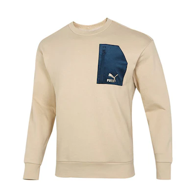 Puma Colorblock Pullover Sweatshirt with Zip Pocket Khaki 535130-12