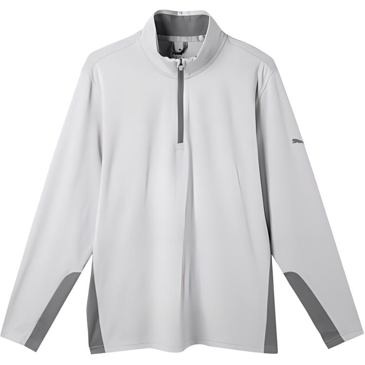 Puma Colorblock Quarter-Zip Stand Collar Sweatshirt Cement Gray - Casualwear 599127-04