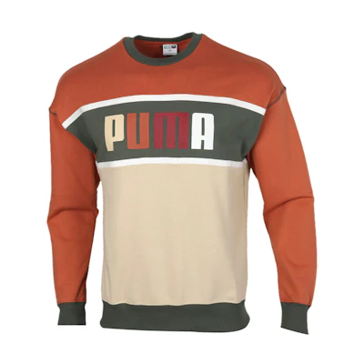 Puma Colorblock Retro Crewneck Sweatshirt Gray/Green/Brown 530710-12