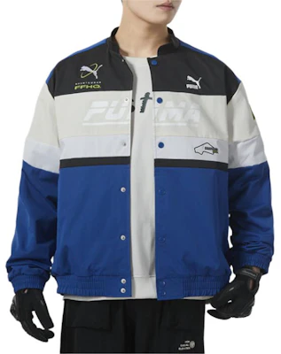 Puma 拼色復古賽車風運動外套 男女適用 藍色 625815-17 Shop Puma 拼色復古賽車風運動外套 男女適用 藍色 625815-17