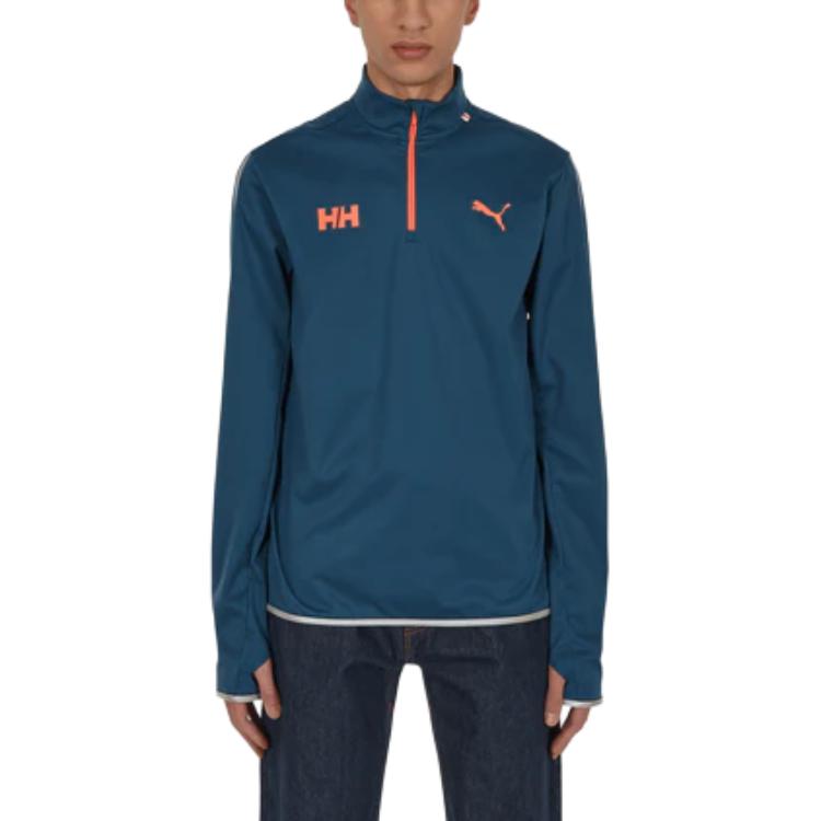 Puma Colorblock Slim Fit Stand Collar Sweatshirt Blue 521201-65