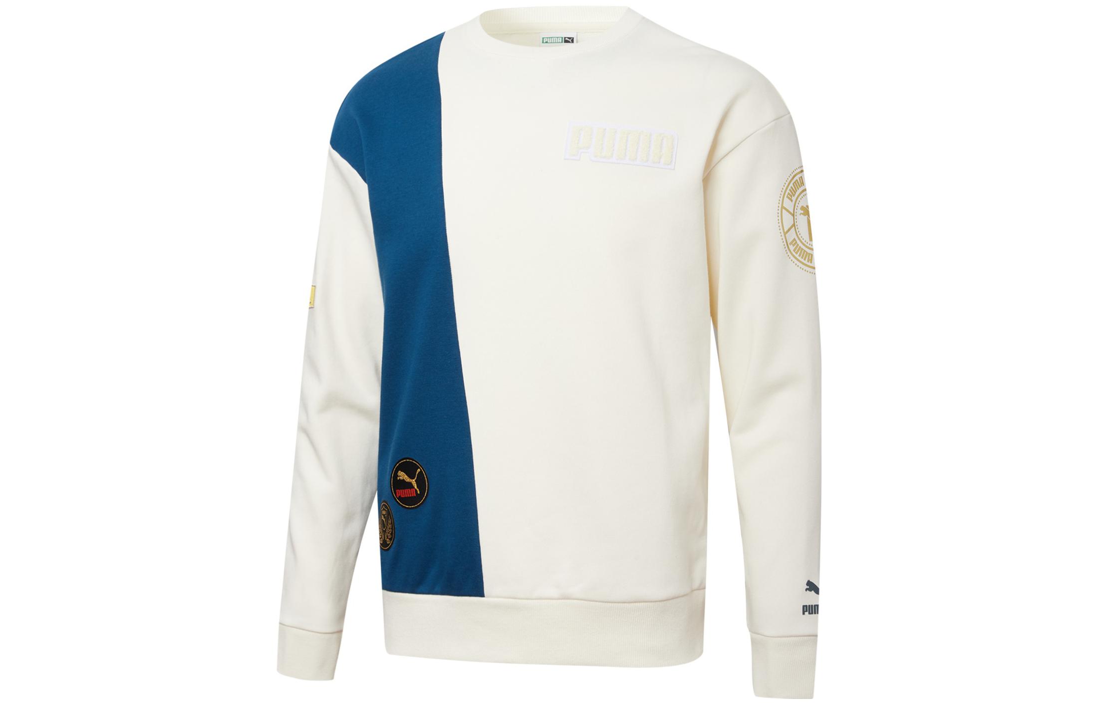 Puma Colorblock Vintage Logo Crewneck Sweatshirt Unisex - Pure White 537008-65