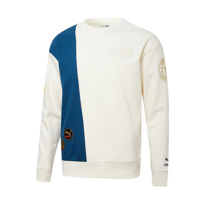 Puma Colorblock Vintage Logo Crewneck Sweatshirt Unisex - Pure White 537008-65