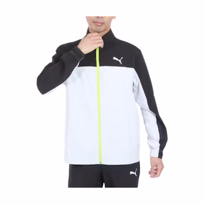 Puma Colorblock Zip-Up Jacket Unisex Black White Long Sleeve 525229-42