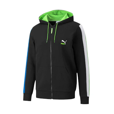 Puma Colorblock Zip-Up Logo Patch Hoodie Black 534156-51