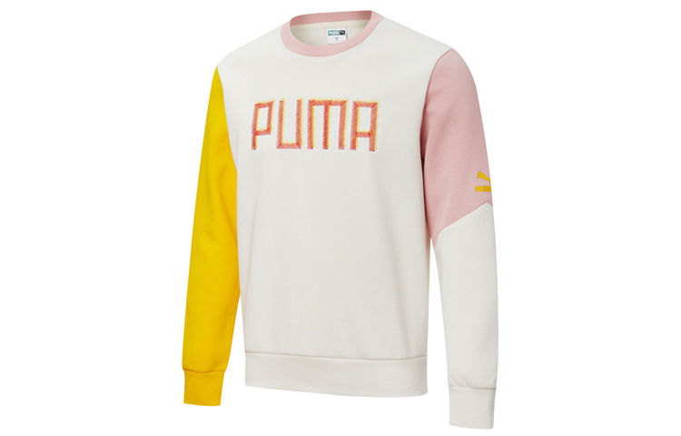 Puma Colorful Embroidered Logo Crewneck Sweatshirt Grey Unisex Casual Style 532180-05