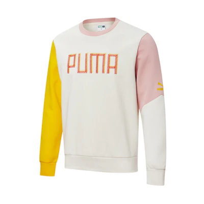 Puma Colorful Embroidered Logo Crewneck Sweatshirt Grey Unisex Casual Style 532180-05