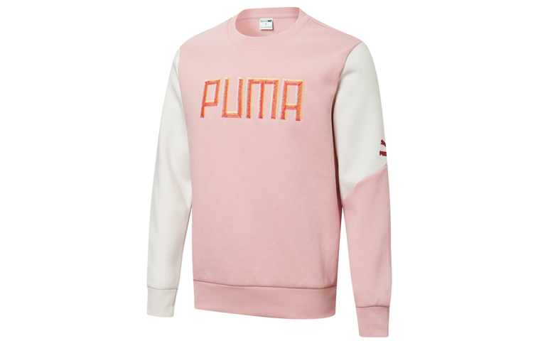 Puma Colorful Embroidered Logo Crewneck Sweatshirt Pink Unisex Casual Style 532180-14