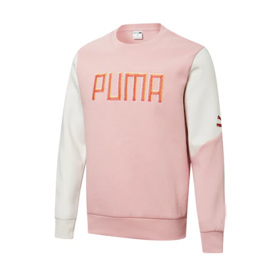 Puma Colorful Embroidered Logo Crewneck Sweatshirt Pink Unisex Casual Style 532180-14