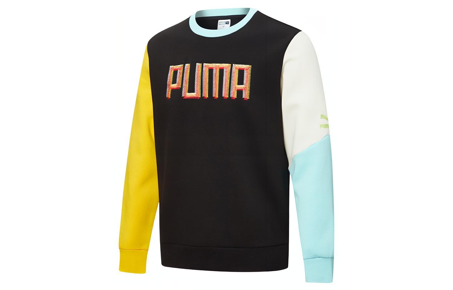 Puma Colorful Embroidered Logo Vintage Crewneck Sweatshirt Black (Unisex) 532180-01