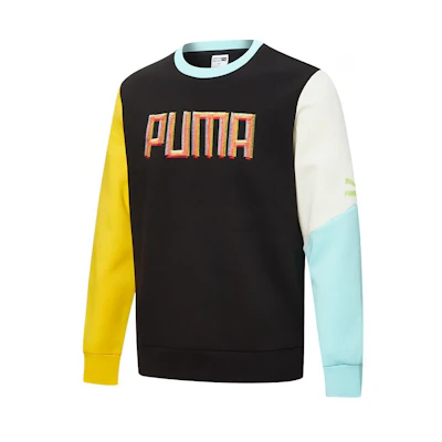 Puma Colorful Embroidered Logo Vintage Crewneck Sweatshirt Black (Unisex) 532180-01