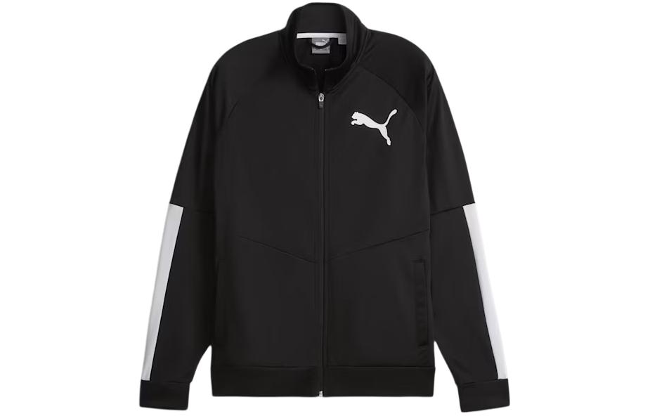 Puma Contrast 20 Logo Track Jacket Black Full-Zip Raglan Long Sleeve 531088-01