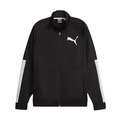 Puma Contrast 20 Logo Track Jacket Black Full-Zip Raglan Long Sleeve 531088-01
