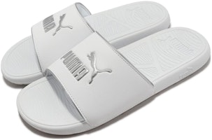 プーマ Cool Cat 2.0 スライド (白/銀) 393970-02 Shop プーマ Cool Cat 2.0 スライド (白/銀) 393970-02