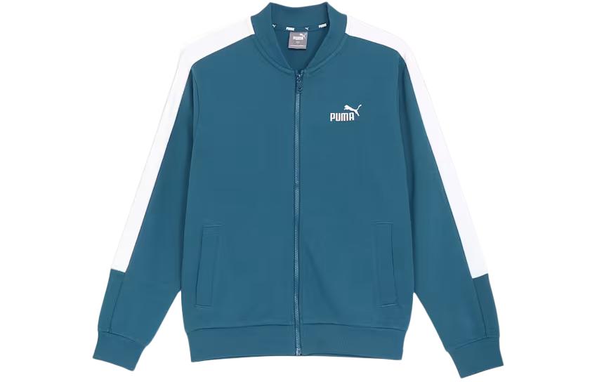 Puma Core Heritage Colorblock Logo Print Long Sleeve Zip Jacket Blue/Grey Mens 680664-21