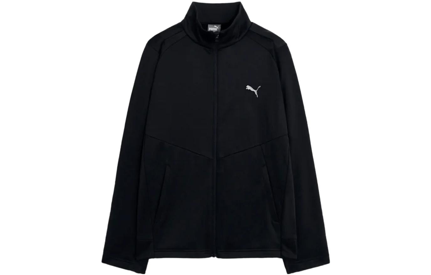 Puma Core Knit Track Jacket Black - Loose Fit Logo Print Zip-Up Jacket 940168-01