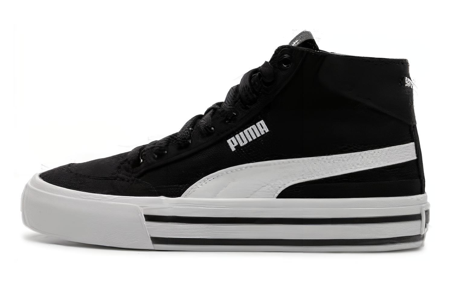 Puma Court Classic Vulc Canvas Mid-Top Sneakers Black White. 397265-01
