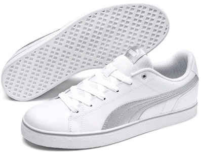 PUMA Court Point Vulc V2 耐磨 低筒 絨布鞋 男女同款 白銀 Purchase PUMA Court Point Vulc V2 耐磨 低筒 絨布鞋 男女同款 白銀