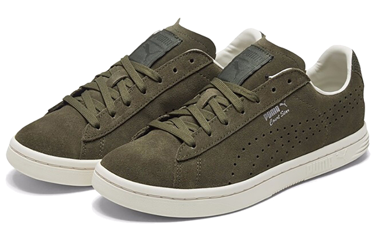 Lookbook Puma Court Star Low Suede Vert/Blanc Chaussures Casual et de Skate. 366610-02