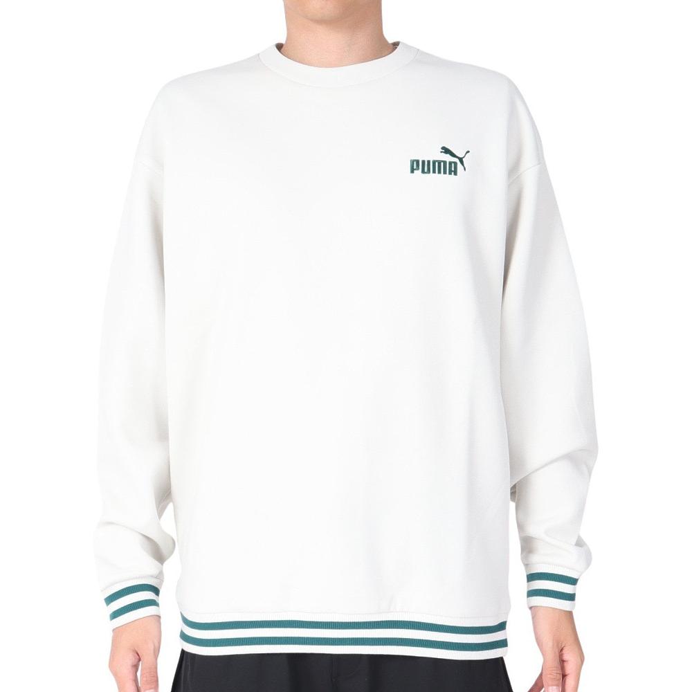Puma Crewneck Logo Long-Sleeve Pullover Sweatshirt White 679859-17