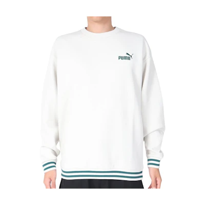 Puma Crewneck Logo Long-Sleeve Pullover Sweatshirt White 679859-17