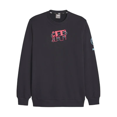 Puma Crewneck Long-Sleeve Sweatshirt Black with Contrast Lettering Design 772951-03