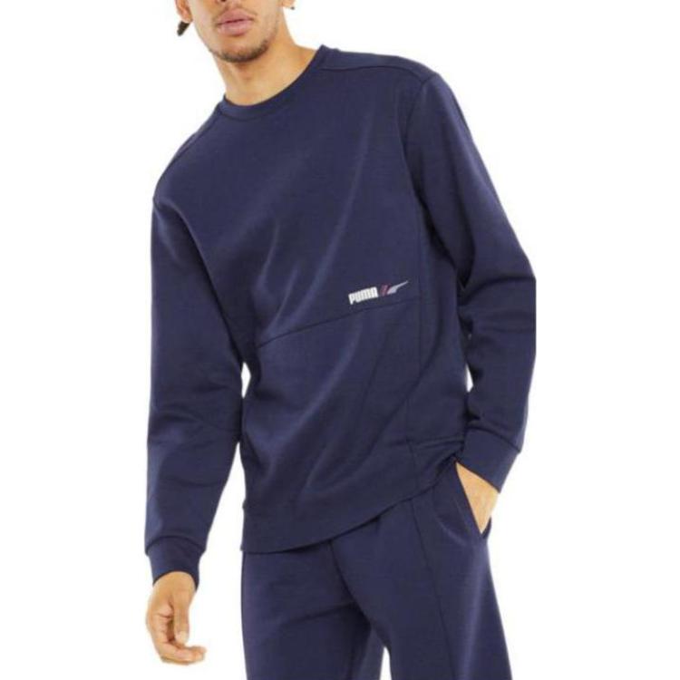 Puma Crewneck Sweatshirt with Logo Print in Navy Blue 846532-06