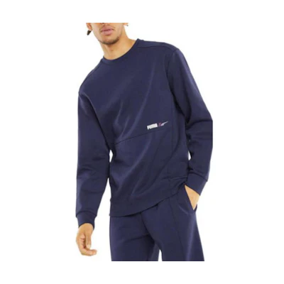 Puma Crewneck Sweatshirt with Logo Print in Navy Blue 846532-06