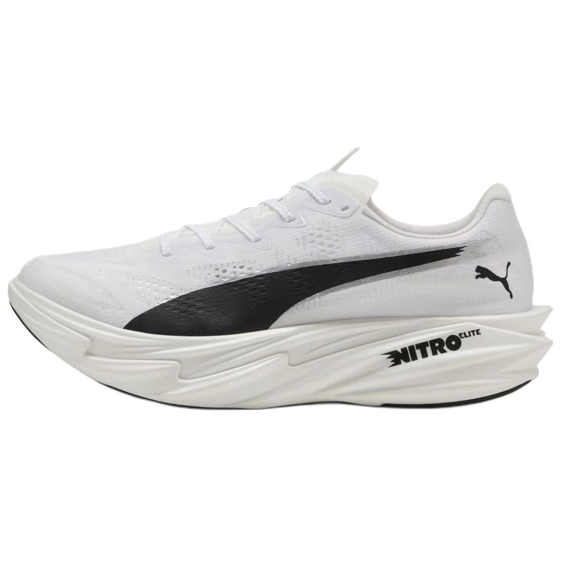 Puma Deviate Nitro Elite 4 2E Running Shoes White/Black Breathable & Cushioned. 312127-05