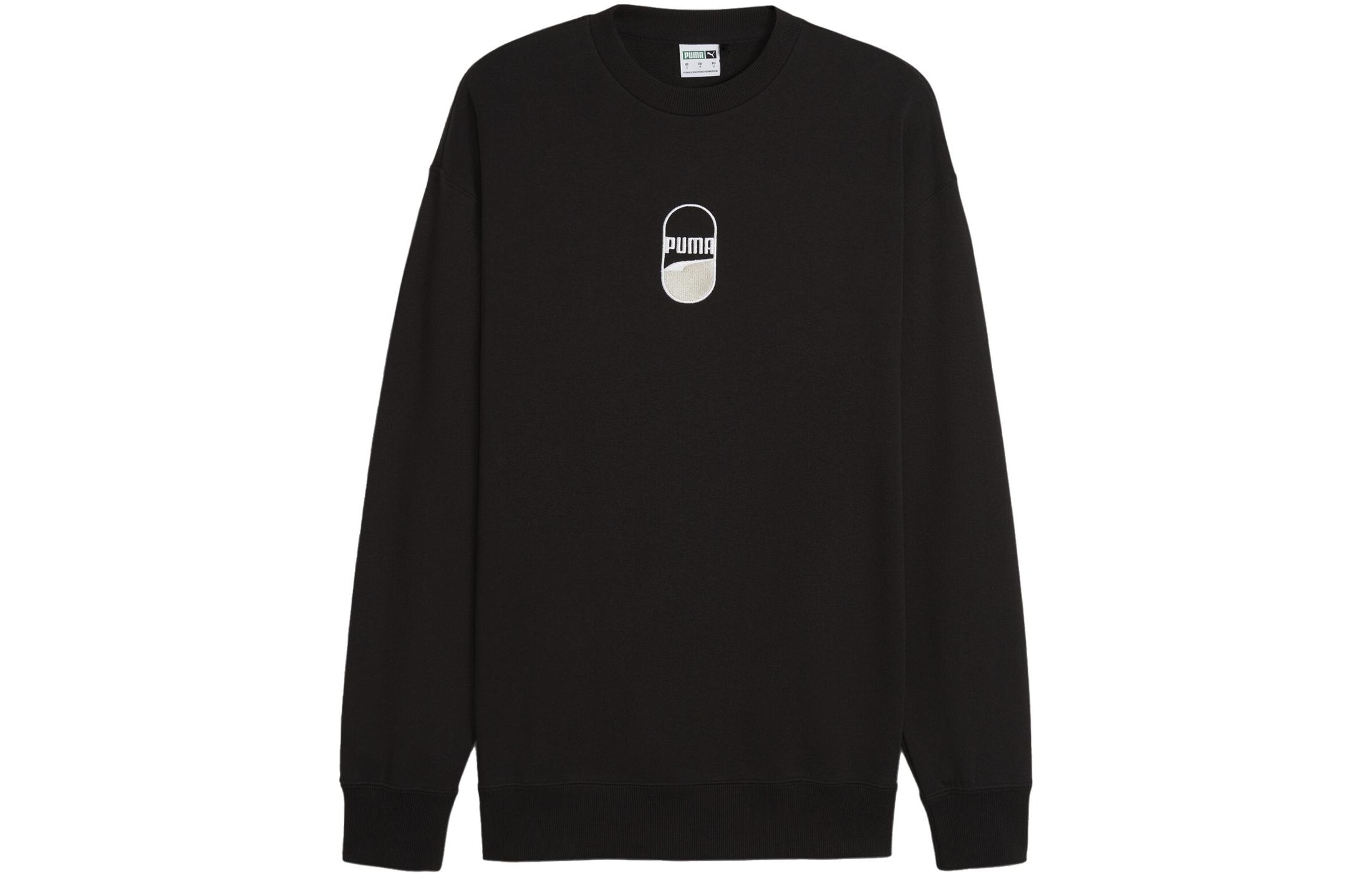 Puma Downtown 180 Crew Embroidered Logo Unisex Black Long-Sleeve Sweatshirt 626026-01