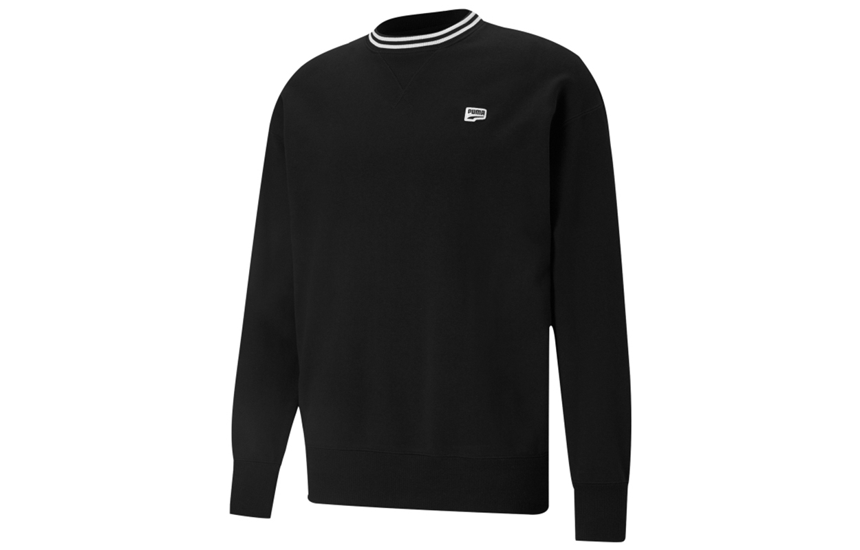Puma Downtown Black Crewneck Knit Sweatshirt Casual Long Sleeve 531426-01