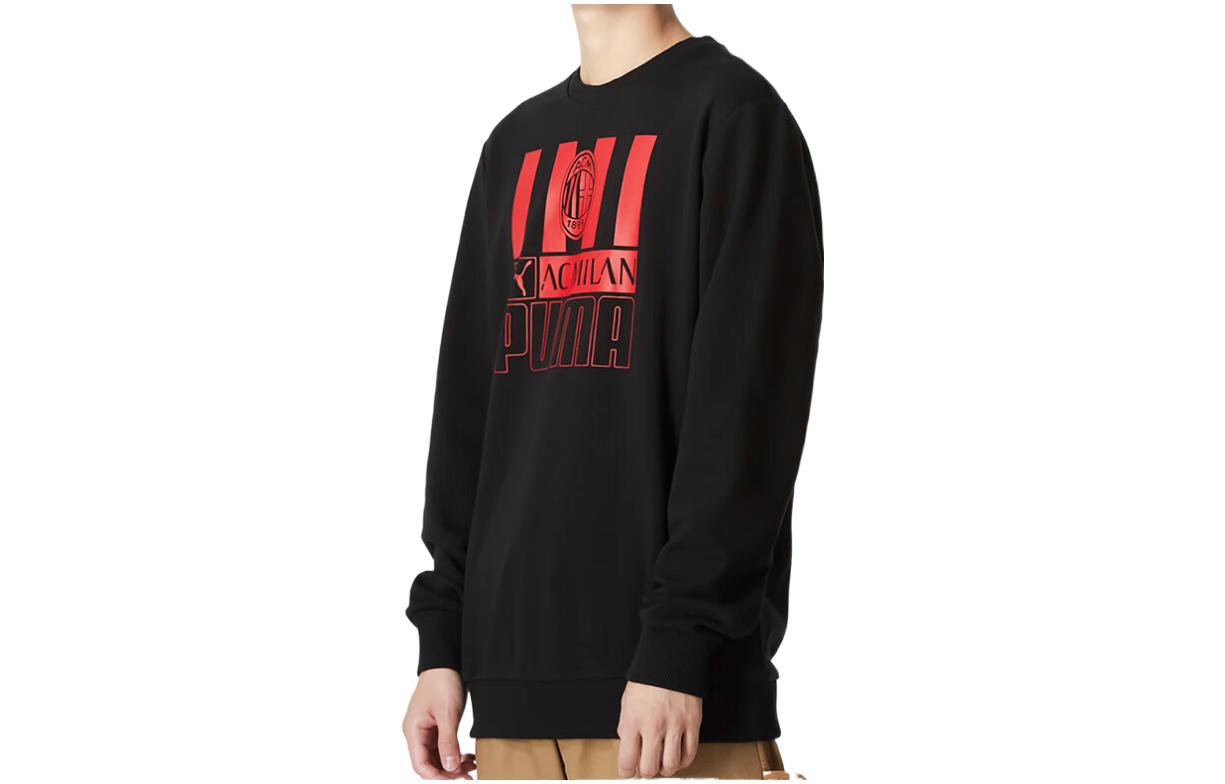 Puma DOWNTOWN Black Crewneck Sweatshirt with Front Logo Print 767598-01