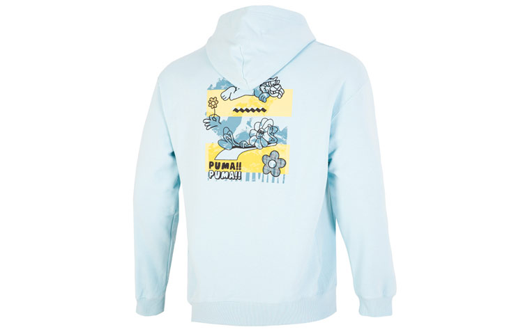 Puma Downtown Cartoon Floral Logo Blue Sweatshirt Casual Autumn Series 537753-30