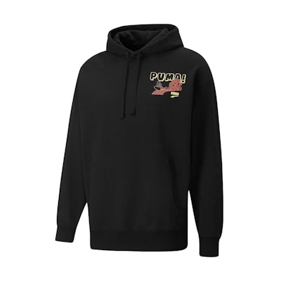 Puma Downtown Cartoon Floral Logo Hoodie Black - Casual Sportswear 537753-01