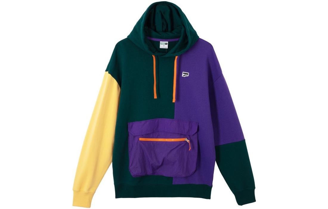 Puma Downtown Colorblock Utility Hoodie Green Casual Long Sleeve 622919-86