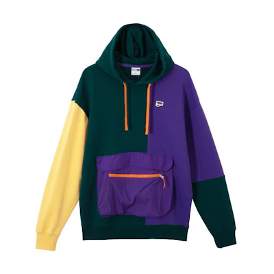 Puma Downtown Colorblock Utility Hoodie Green Casual Long Sleeve 622919-86