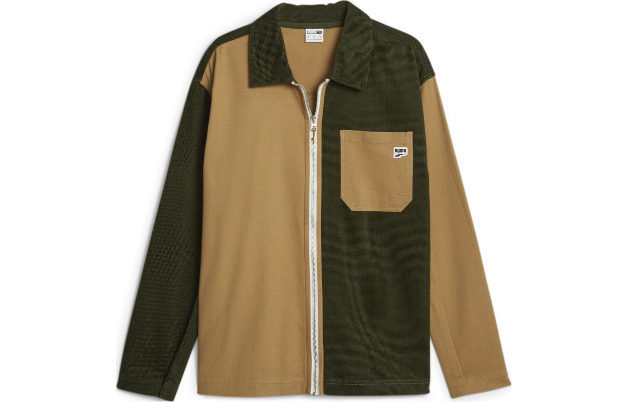 Puma Downtown Corduroy Patchwork Zip-Up Long Sleeve Jacket Green 621291-31