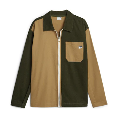 Puma Downtown Corduroy Patchwork Zip-Up Long Sleeve Jacket Green 621291-31