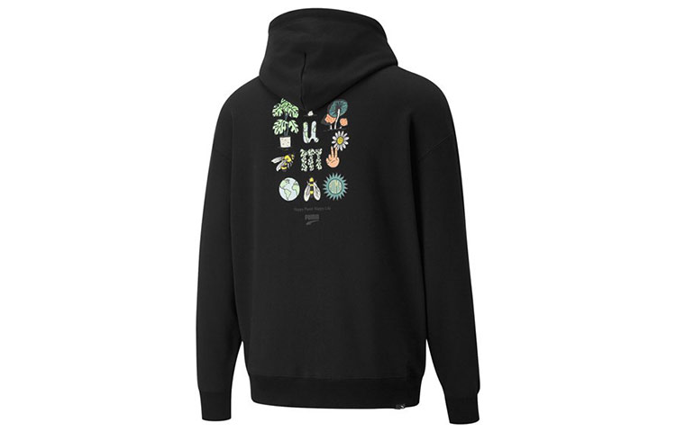 Puma Downtown Fun Logo Print Hoodie for Men - Black 535412-01