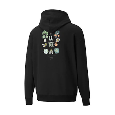 Puma Downtown Fun Logo Print Hoodie for Men - Black 535412-01