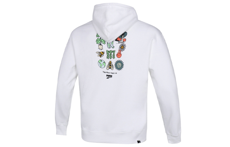 Puma Downtown Fun Logo Print White Pullover Hoodie 535412-02