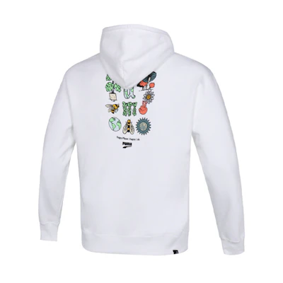 Puma Downtown Fun Logo Print White Pullover Hoodie 535412-02