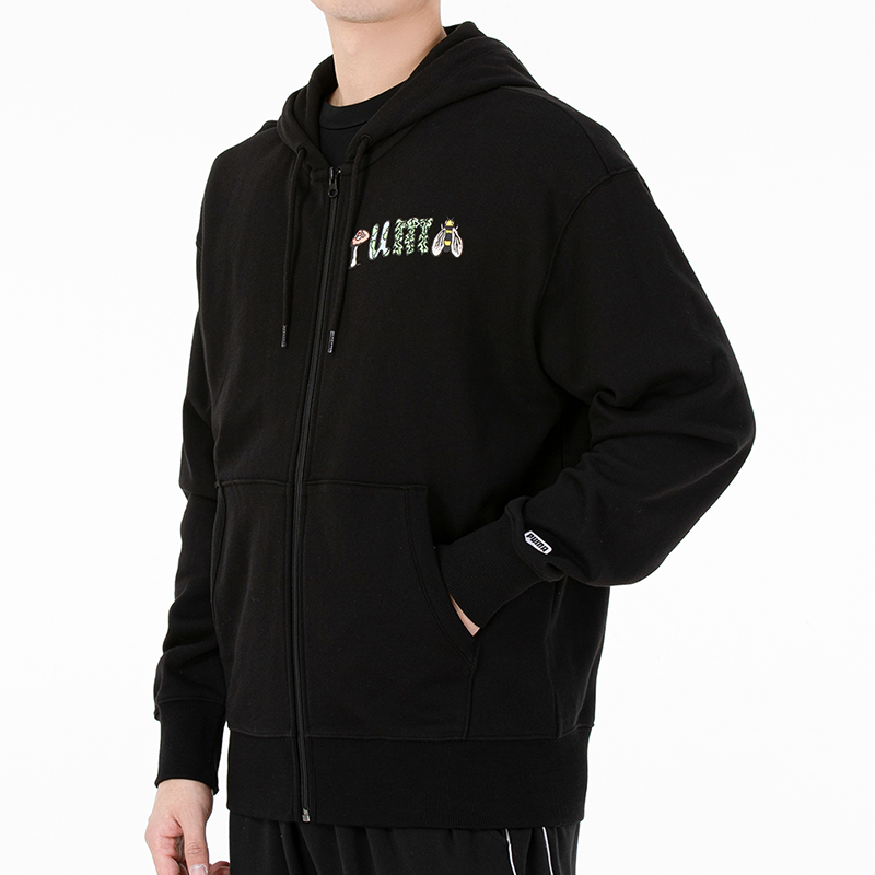 Details for Puma Downtown Graphic 全拉鍊連帽黑外套-趣味Logo設計 535178-01
