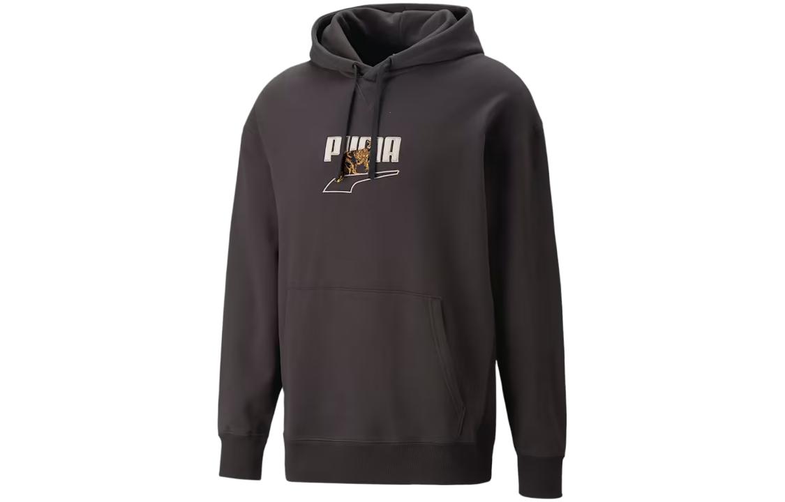 Puma Downtown Graphic Hoodie Brown Pullover Sweatshirt for Men 538244-01