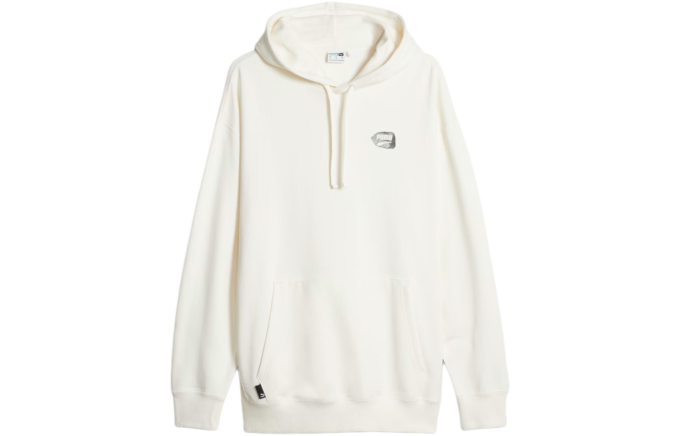 Puma DOWNTOWN Graphic Print Oversized Hoodie White Long Sleeve Hoodie 621277-65